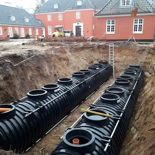etablering af faskine til regnvand i Billund