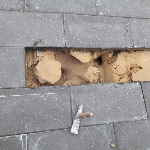 hul under fliser efter rotter i kloak